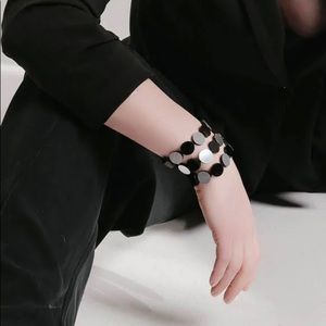 ISKIN SISTERS ABSTRACTION BRACELET IN SILVER & BLACK NWT